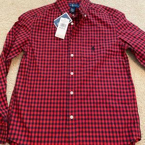 Last days avail!!  Red/navy long sleeve polo